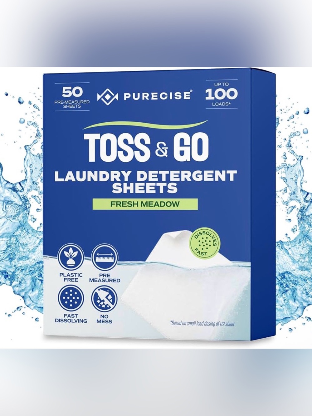 Toss & Go Laundry Detergent Sheets | 50 Sheets, Up to 100 Loads
